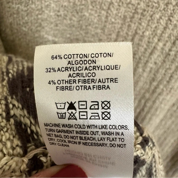 Lucky Brand Womens Medium Tan Aztec Longline Cardigan Sweater Open Front Geo - Picture 5 of 5